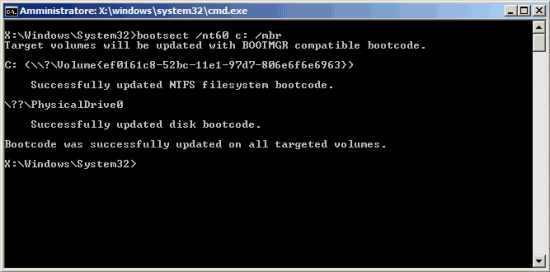 CMD per ripristino avvio sistema Windows 7