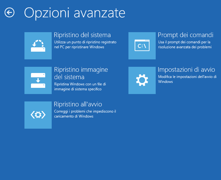 ripristino sistema all'avvio di windows